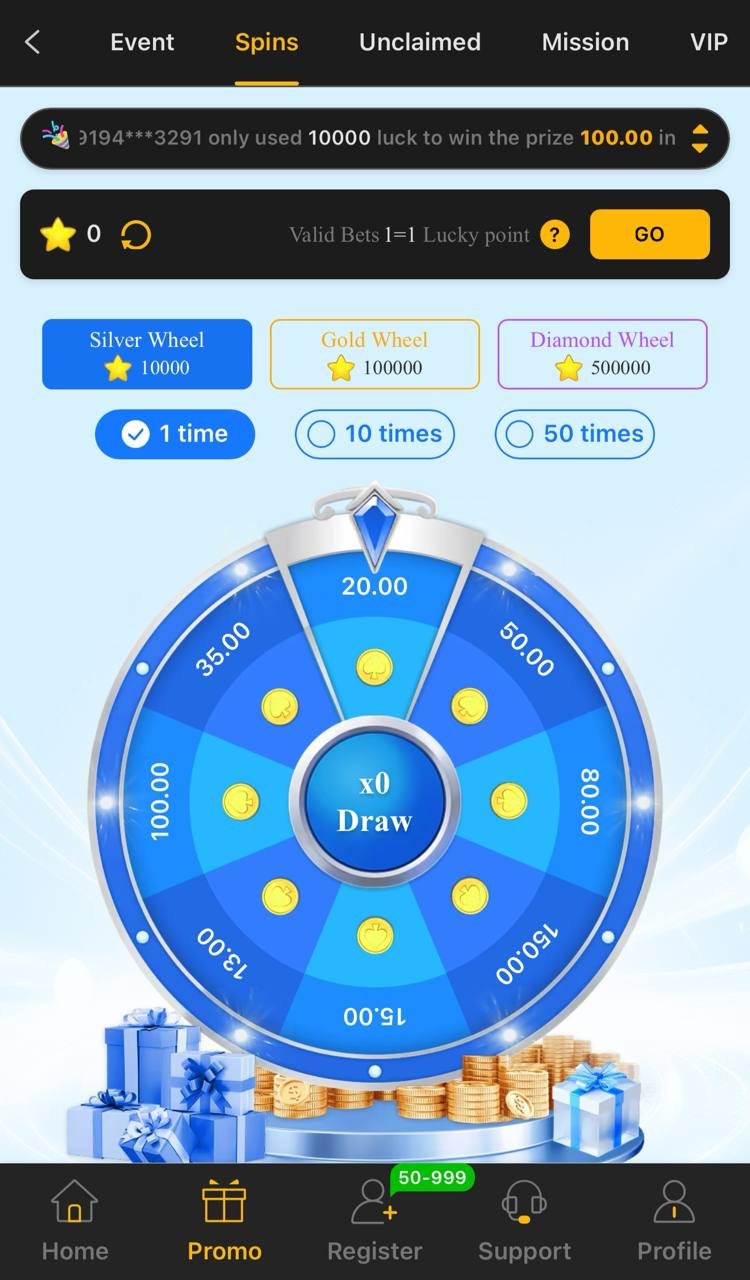x666 Lucky Spin wheel bonus screen